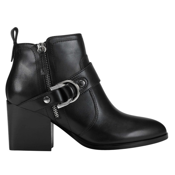 Marc Fisher Victa Moto Black Ankle Heeled Booties - Picture 2 of 10